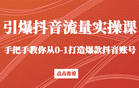 引爆抖音流量实操课，手把手教你从0-1打造爆款抖音账号