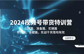 2024视频号带货特训营：心理篇、准备篇、实操篇、补充篇、答疑篇，实战干货落地有效