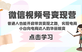 微信视频号变现营-普通人也能开启带货变现之路，实现电商小白向电商达人的华丽蜕变