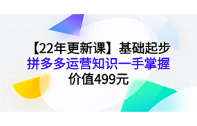 基础起步，拼多多运营知识一手掌握，2022年更新课