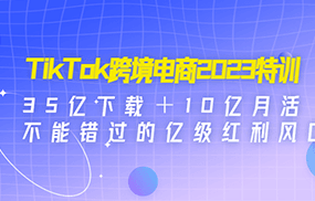 TikTok跨境电商2023特训：35亿下载＋10亿月活，不能错过的亿级红利风口