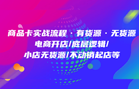 商品卡实战流程·有货源无货源 电商开店/底层逻辑/小店无货源/不动销起店等