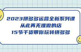 拼多多运营全新系列课，从此再无难做的店，15节干货带你玩转拼多多