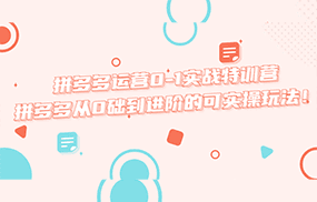 拼多多运营0-1实战特训营，拼多多从0础到进阶的可实操玩法