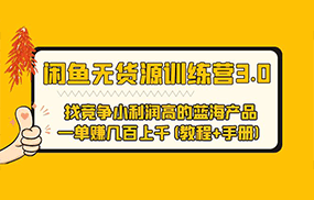 闲鱼无货源训练营3.0 找竞争小利润高的蓝海产品 一单赚几百上千