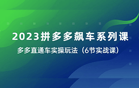 2023拼多多飙车系列课，多多直通车实操玩法