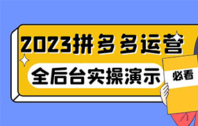 2023拼多多·运营：14节干货实战课，拒绝-口嗨，全后台实操演示