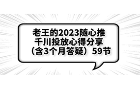 老王的2023随心推+千川投放心得分享