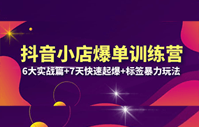 抖音小店爆单训练营VIP线下课：6大实战篇+7天快速起爆+标签暴力玩法