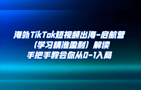 海外TikTok短视频出海-启航营（学习精准盈利）解读，手把手教会你从0-1入局