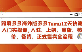 跨境多多海外版多多Temu12天快速入门实战课，从入驻 上架到正式售卖全流程