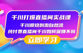 千川打爆直播间实战课：千川顺烧刺激自然流 纯付费直播间千川如何保赚不赔