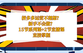 拼多多运营不理想？新手不会做？15节系列课+2节直播课学会直接掌握