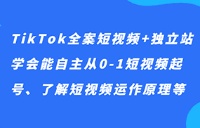 TikTok全案短视频+独立站，学会能自主从0-1短视频起号、了解短视频运作原理等