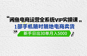 闲鱼电商运营全系统VIP实战课，1部手机随时随地卖货，新手日出30单月入5000