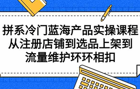 拼系冷门蓝海产品实操课程，从注册店铺到选品上架到流量维护环环相扣