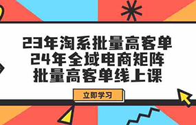 23年淘系批量高客单+24年全域电商矩阵，批量高客单线上课