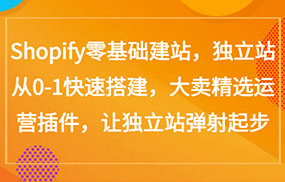 Shopify零基础建站，独立站从0-1快速搭建，大卖精选运营插件，让独立站弹射起步